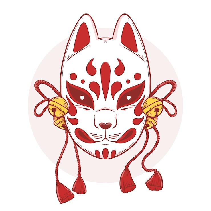 Vector Gratis ilustrasi kitsune digambar tangan