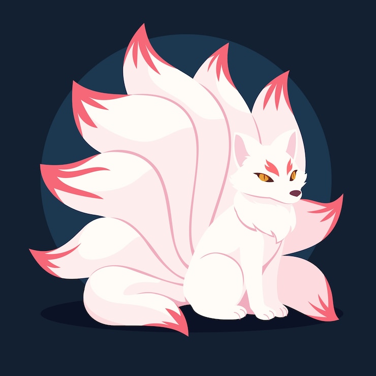 Vector Gratis ilustrasi kitsune digambar tangan