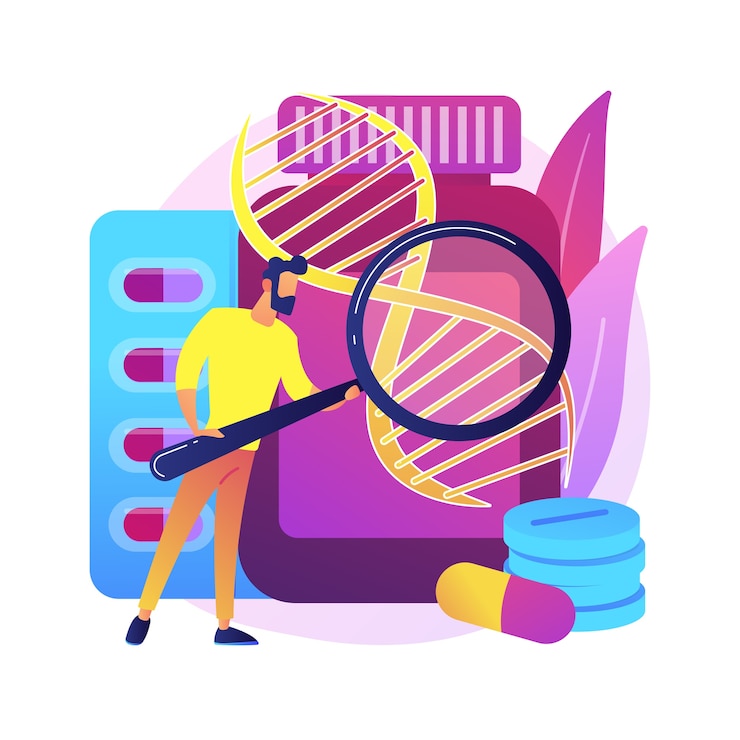 Vector Gratis ilustrasi konsep abstrak produk biofarmakologi. biofarmakologi dan perawatan pribadi, produk biologi, kosmetik medis, farmasi alami, suplemen nutrisi.