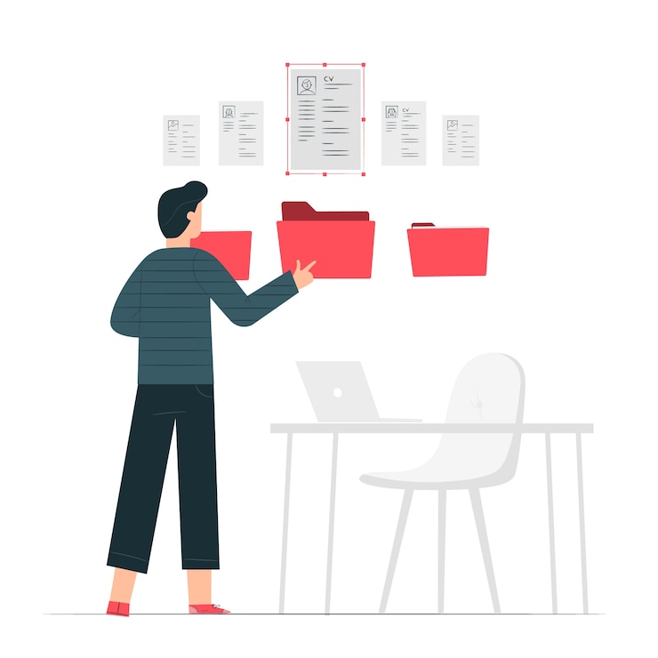 Vector Gratis ilustrasi konsep folder resume
