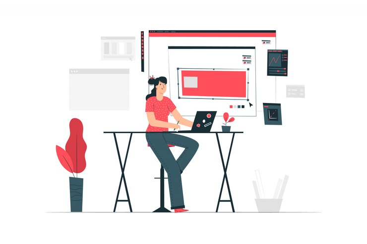 Vector Gratis ilustrasi konsep gadis designer