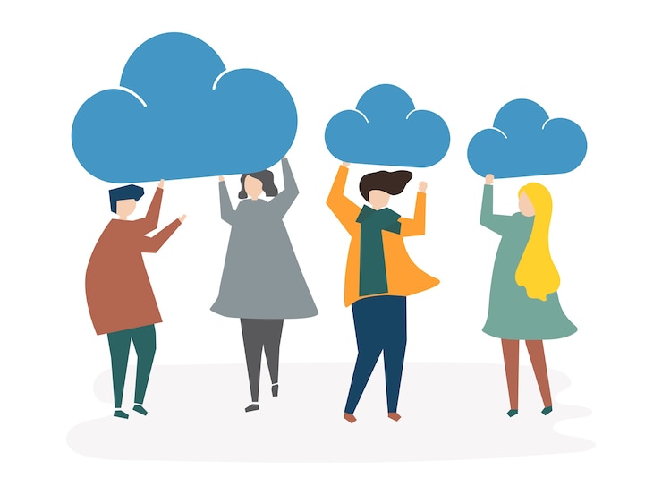 Vector Gratis ilustrasi konsep koneksi cloud avatar orang