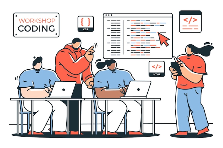 Vector Gratis ilustrasi konsep lokakarya coding