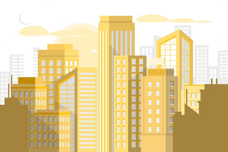 Vector Gratis ilustrasi konsep matahari terbit di atas kota