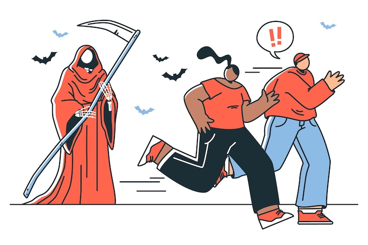 Vector Gratis ilustrasi konsep orang-orang melarikan diri dari kematian