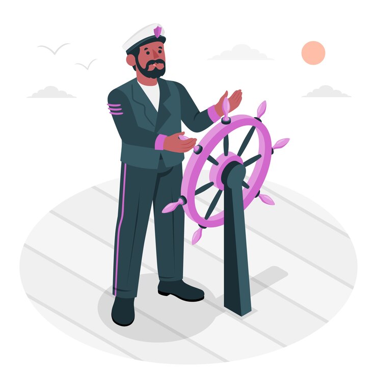 Vector Gratis ilustrasi konsep pelaut memegang kemudi