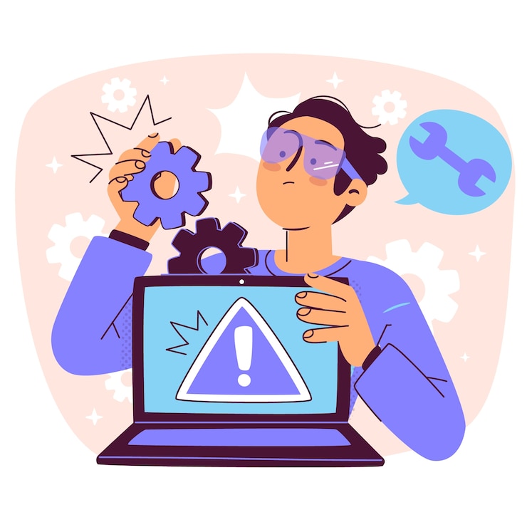 Vector Gratis ilustrasi konsep pemecahan masalah komputer
