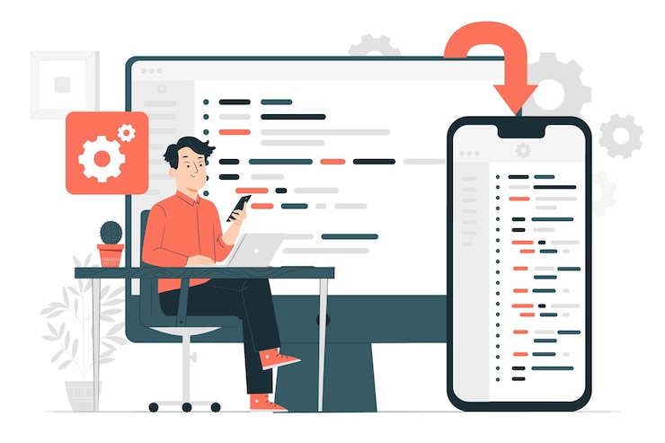 Vector Gratis ilustrasi konsep perangkat lunak lintas platform