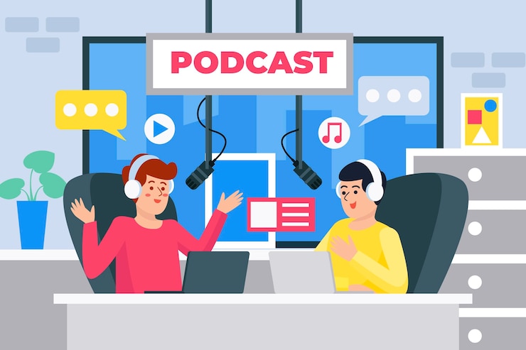 Vector Gratis ilustrasi konsep podcast