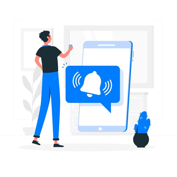 Vector Gratis ilustrasi konsep push notification