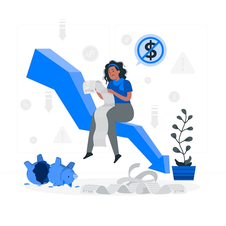 Vector Gratis ilustrasi konsep stres karena uang