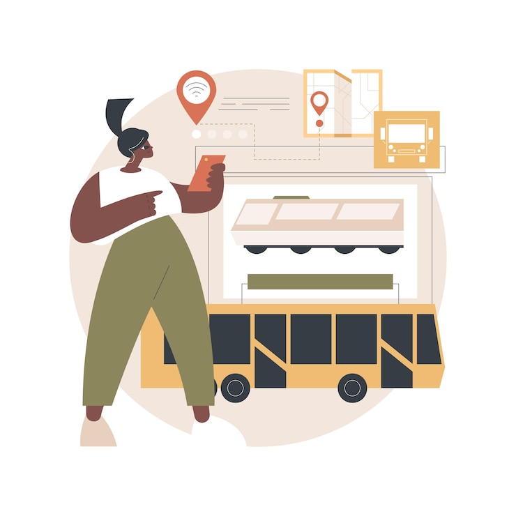 Vector Gratis ilustrasi konsep transportasi umum otonom