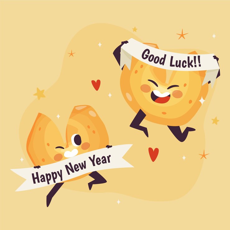 Vector Gratis ilustrasi kue keberuntungan desain datar digambar tangan
