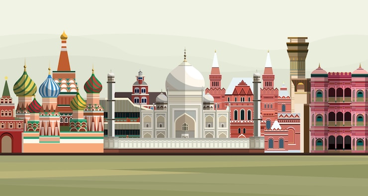 Vector Gratis ilustrasi landmark terkenal di dunia