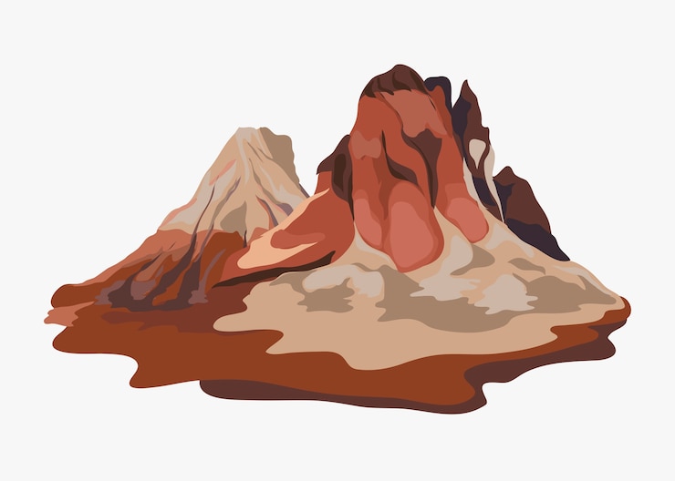 Vector Gratis ilustrasi lanskap pemandangan gunung yang dilukis