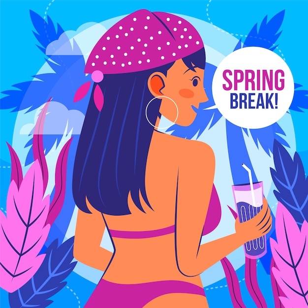 Ilustrasi libur musim semi datar