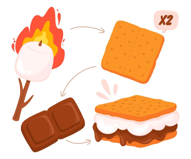 Vector Gratis ilustrasi makanan penutup s'mores yang digambar