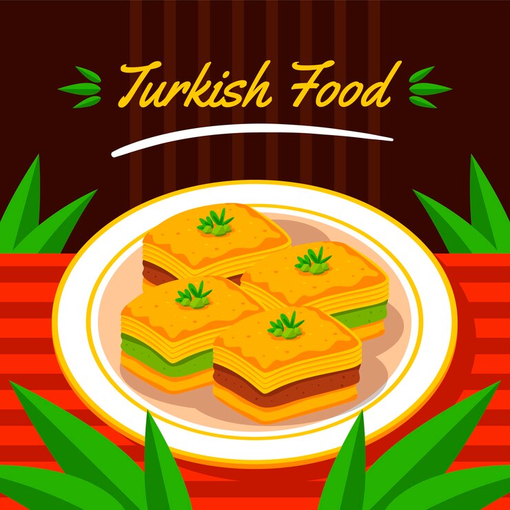 Vector Gratis ilustrasi makanan turki desain datar