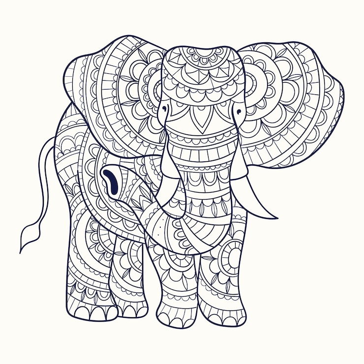 Vector Gratis ilustrasi mandala hewan yang digambar tangan
