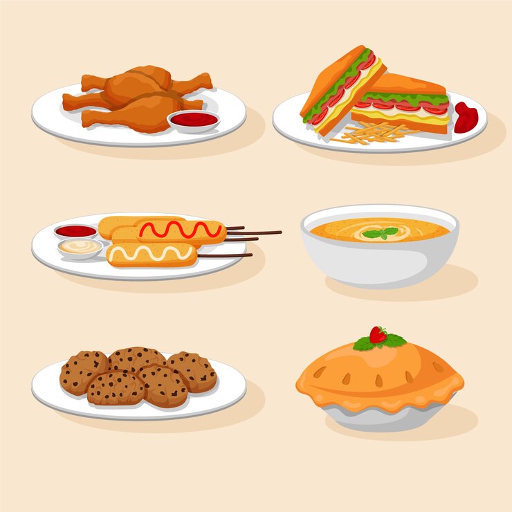 Vector Gratis ilustrasi masakan amerika digambar tangan