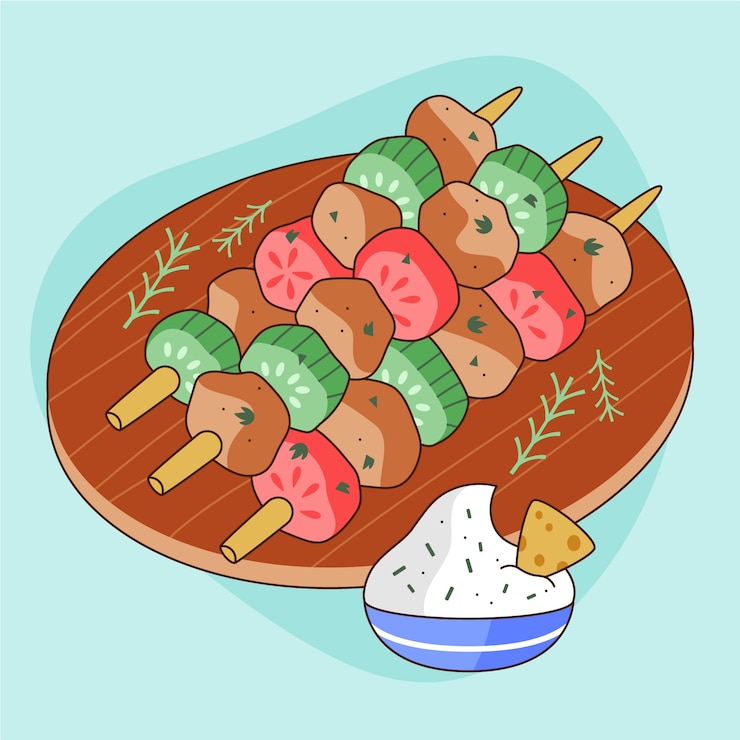 Vector Gratis ilustrasi masakan yunani digambar tangan