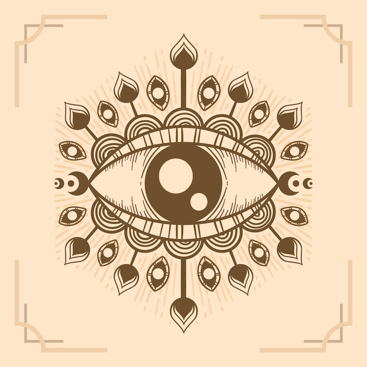 Vector Gratis ilustrasi mata jahat digambar tangan