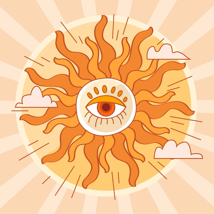 Vector Gratis ilustrasi matahari retro digambar tangan