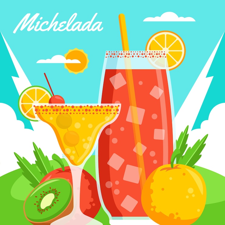 Vector Gratis ilustrasi michelada segar desain datar