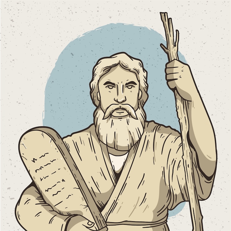 Vector Gratis ilustrasi moses digambar tangan