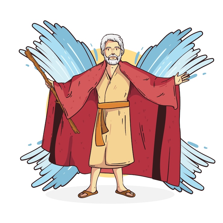 Vector Gratis ilustrasi moses digambar tangan