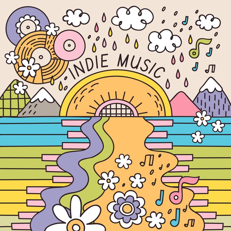 Vector Gratis ilustrasi musik indie digambar tangan