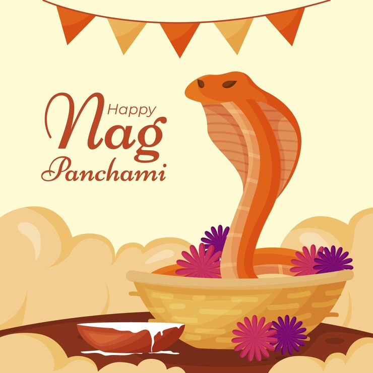Vector Gratis ilustrasi nag panchami datar