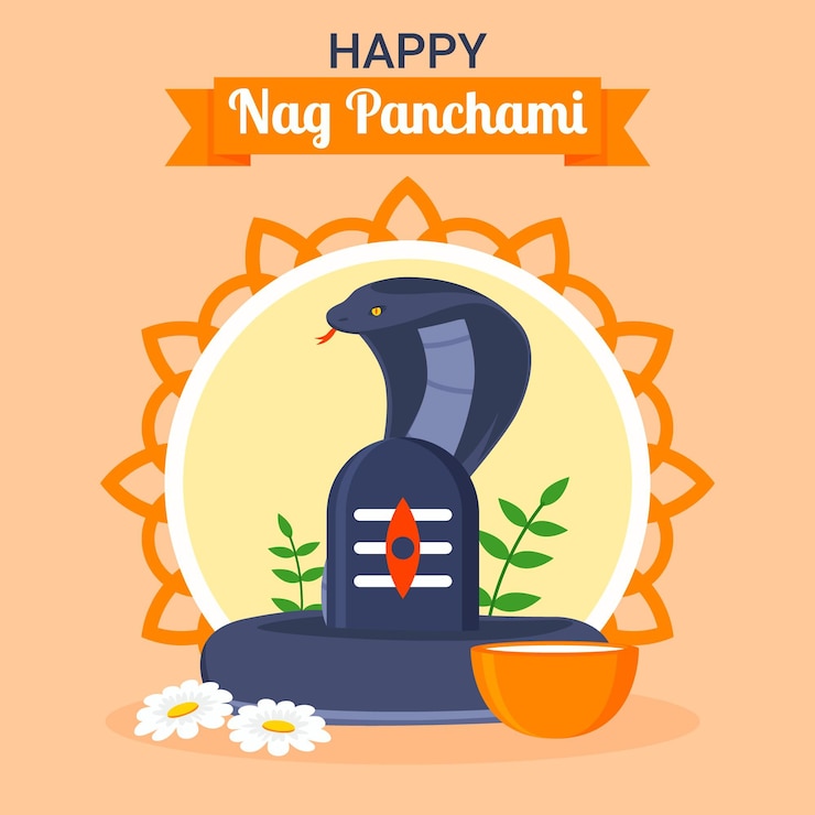 Vector Gratis ilustrasi nag panchami datar