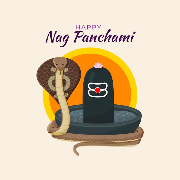 Vector Gratis ilustrasi nag panchami digambar tangan