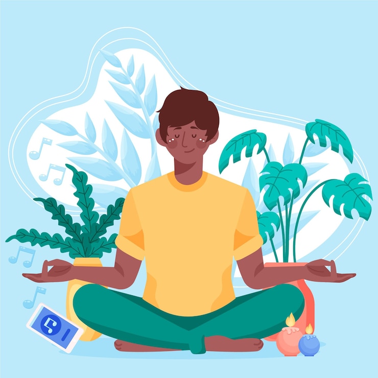 Vector Gratis ilustrasi orang datar organik bermeditasi