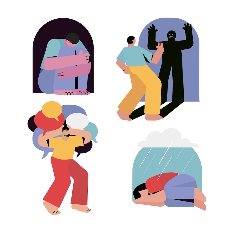 Vector Gratis ilustrasi orang dengan masalah kesehatan mental