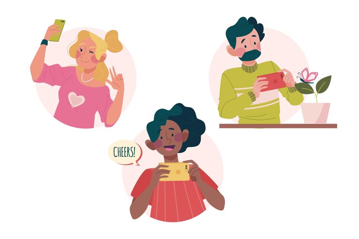 Vector Gratis ilustrasi orang mengambil foto dengan ponsel cerdas