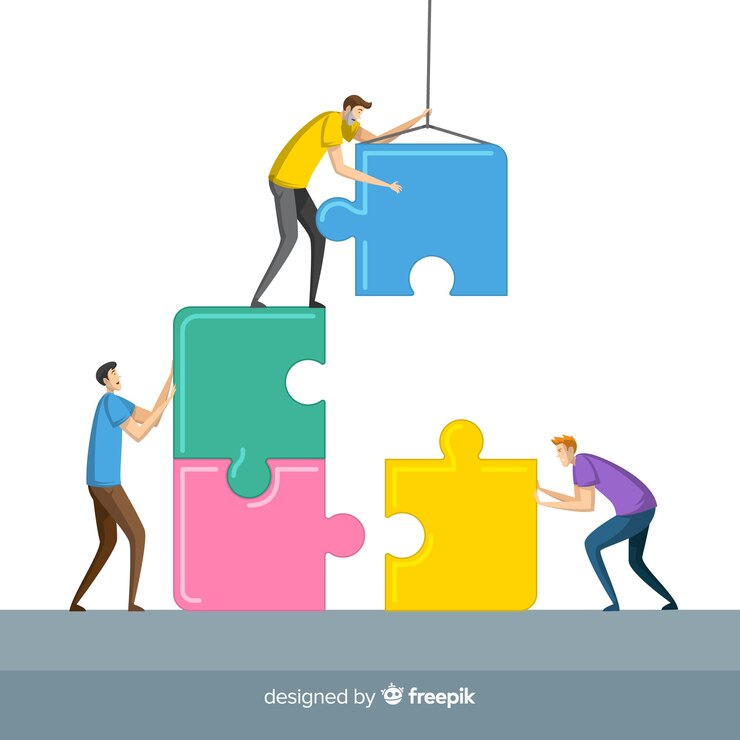 Vector Gratis ilustrasi orang-orang yang menghubungkan potongan puzzle