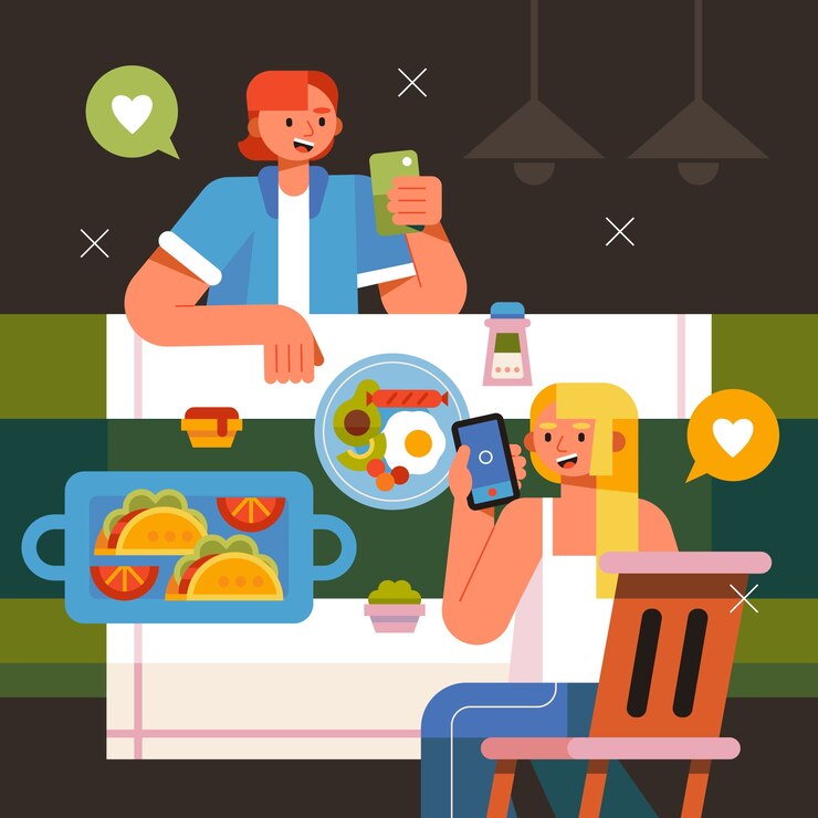 Vector Gratis ilustrasi orang yang digambar tangan sedang memotret makanan