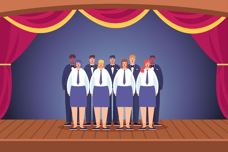 Vector Gratis ilustrasi paduan suara gospel di atas panggung