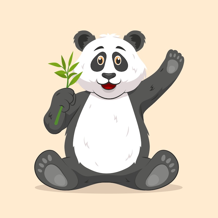 Vector Gratis ilustrasi panda kartun digambar tangan