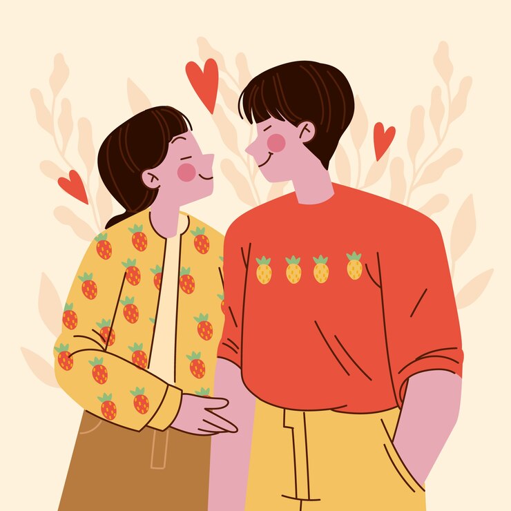 Vector Gratis ilustrasi pasangan asia desain datar