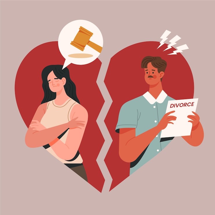 Vector Gratis ilustrasi perceraian digambar tangan