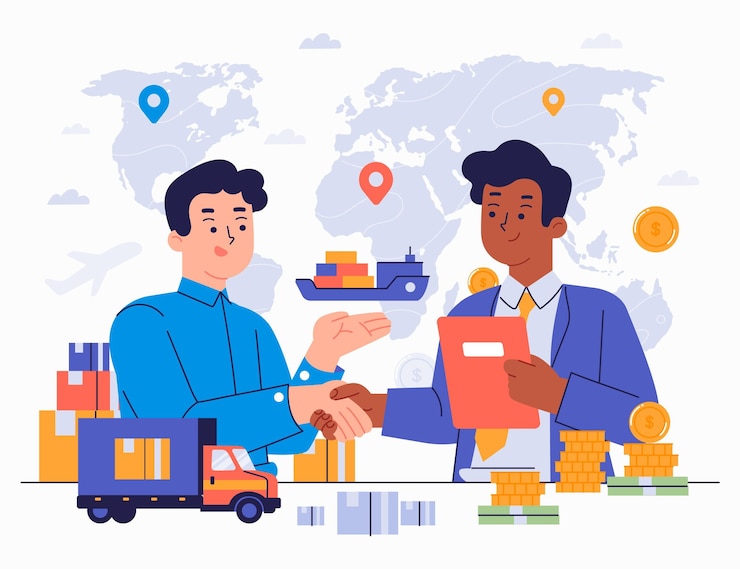 Vector Gratis ilustrasi perdagangan internasional digambar tangan