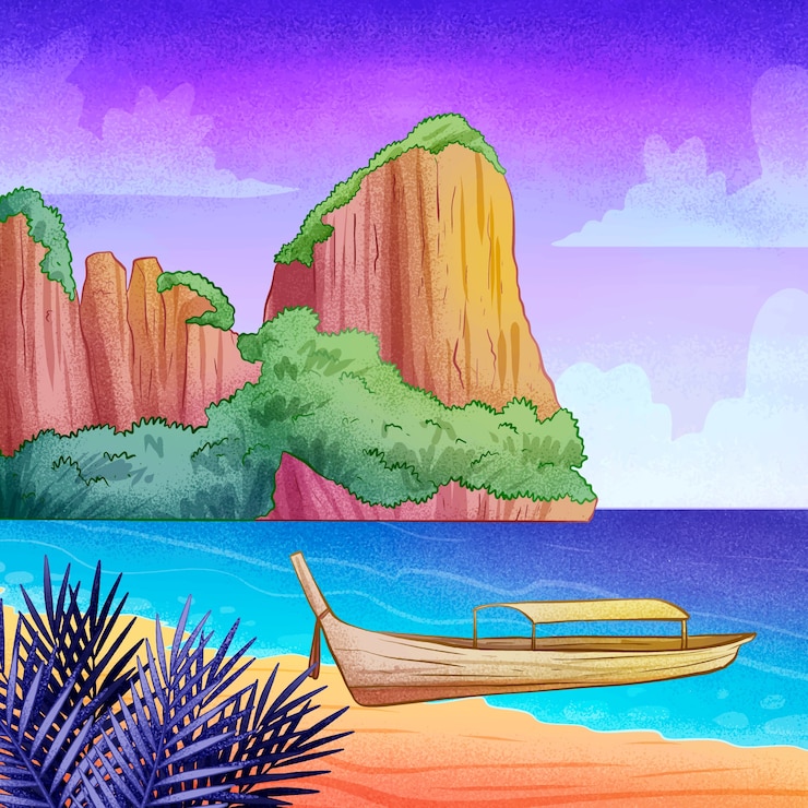 Vector Gratis ilustrasi perjalanan thailand yang digambar tangan