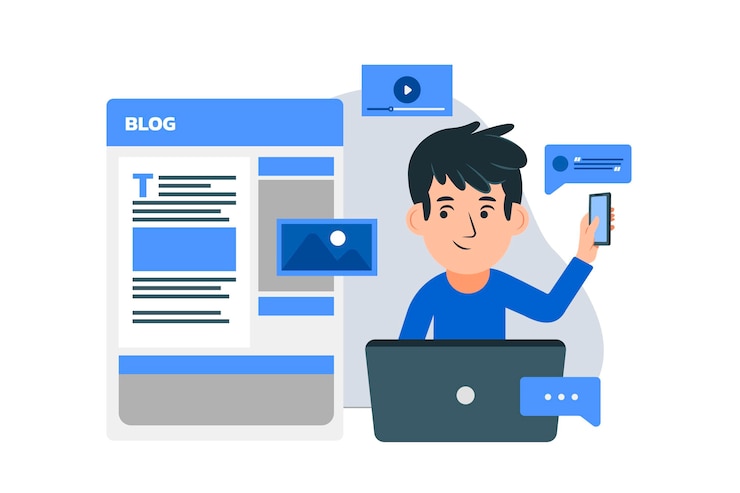Vector Gratis ilustrasi postingan blog datar organik dengan orang-orang