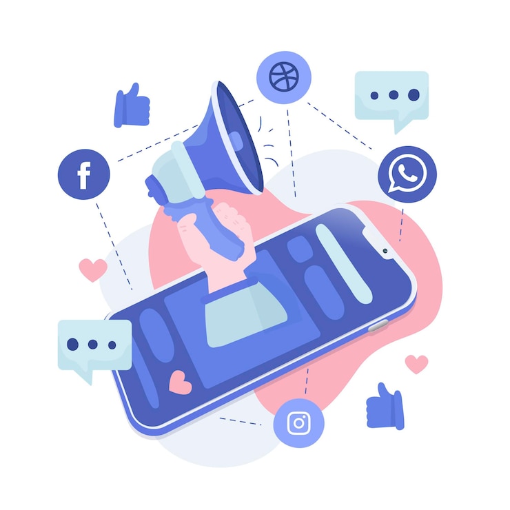 Vector Gratis ilustrasi postingan facebook tentang notifikasi