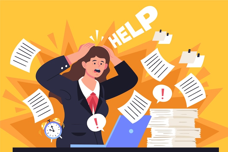 Vector Gratis ilustrasi pria kewalahan datar