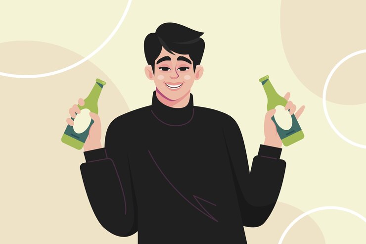Vector Gratis ilustrasi pria mabuk digambar tangan