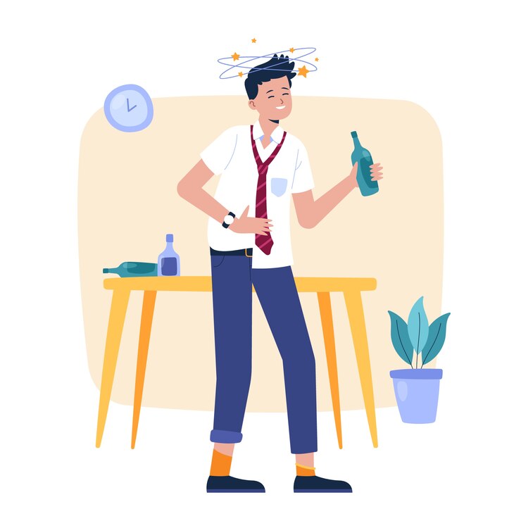 Vector Gratis ilustrasi pria mabuk digambar tangan